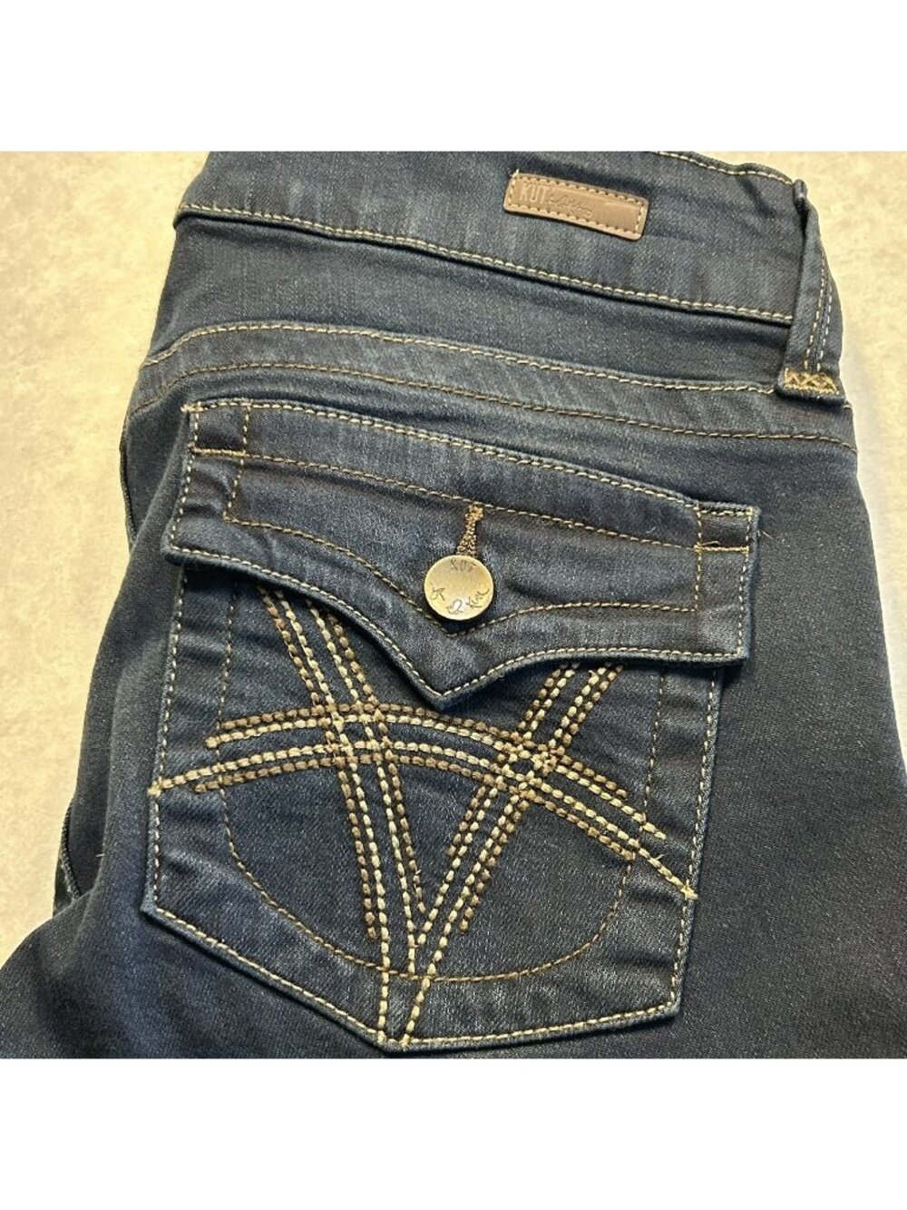 KUT From The Kloth Natalie Flap Pocket Bootcut Jeans Womens 4 Dark Wash Stretch